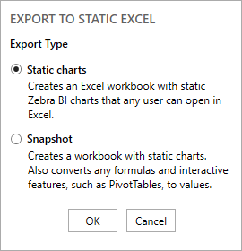 Export to static - static charts and snapshot